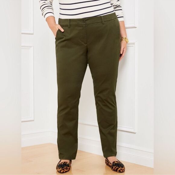 Talbots Classic Straight Leg Trousers Pants NEW Size 24W Olive Green - Picture 1 of 8